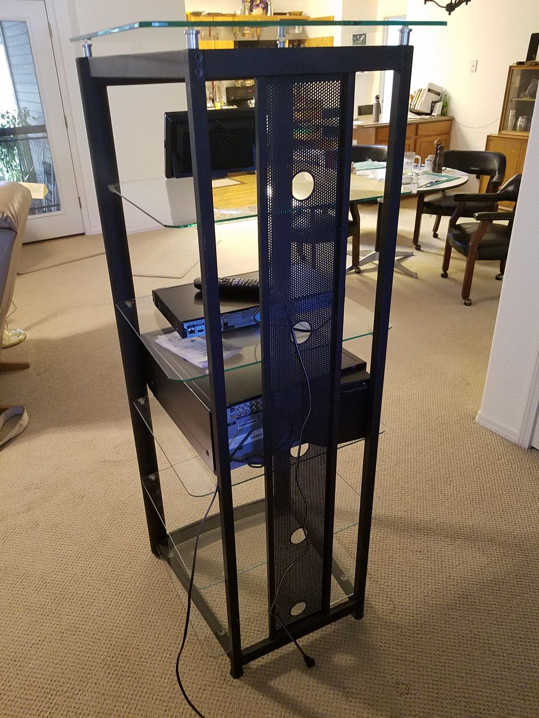 Video equipment stand, black steel and glass!