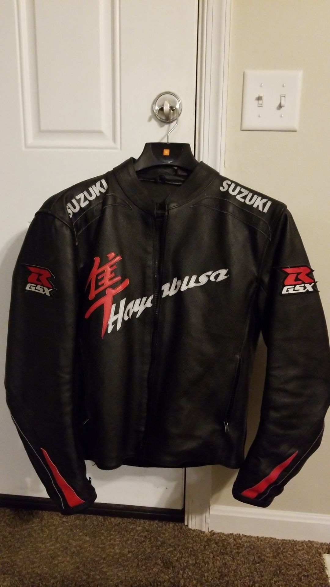 Leather Suzuki Hayabusa motorcycle jacket