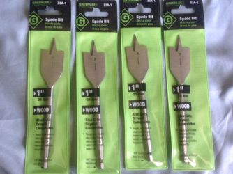 GREELEE SPADE BIT 33A-1 WOOD 1 inch, Lot of 4