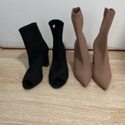 Two Pairs of Boots Aldo Nude And Black Size 7 
