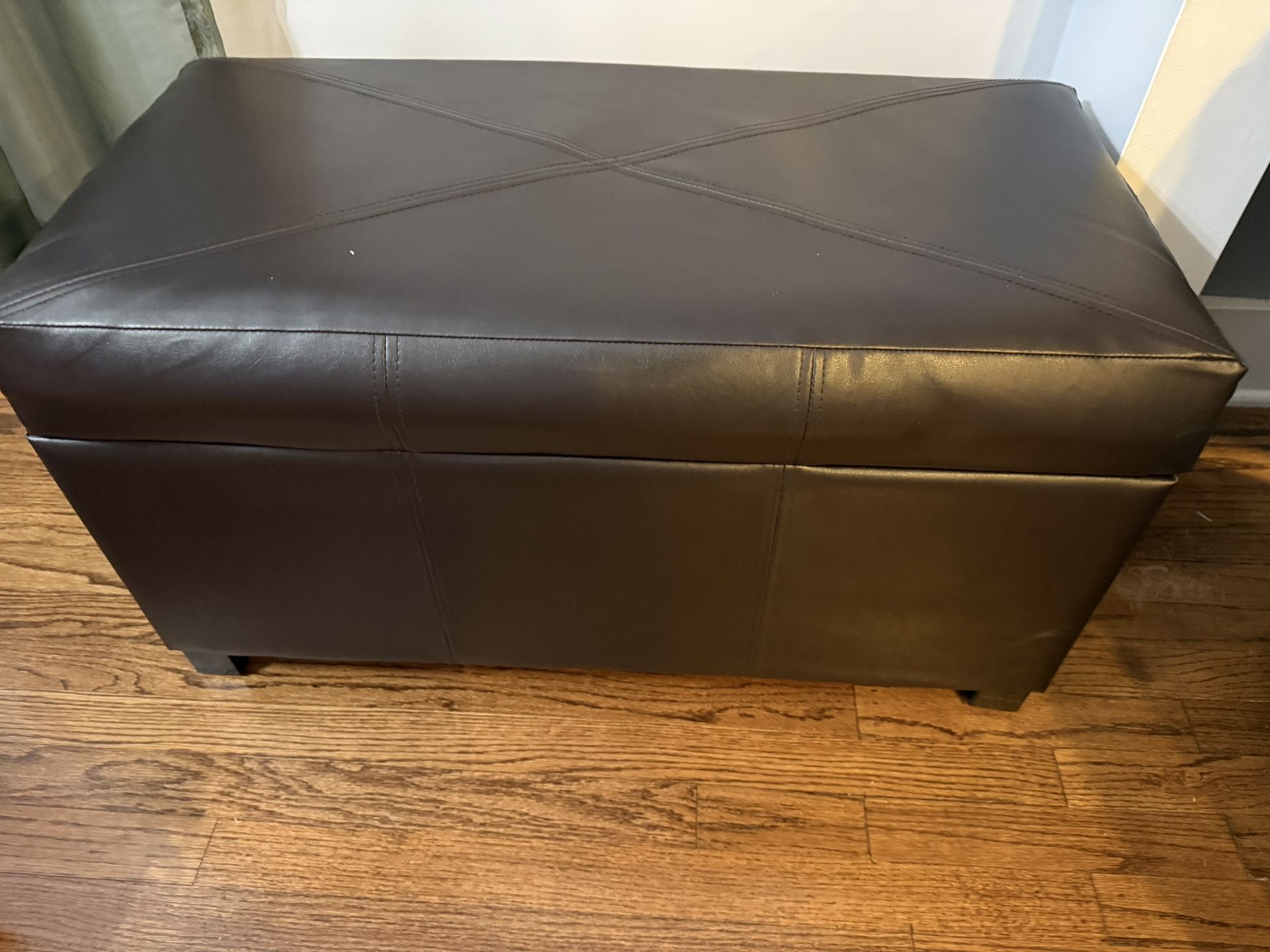 Faux Leather Storage Ottoman