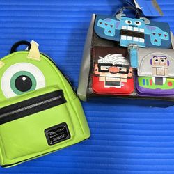 Loungefly Disney Parks Exclusive Monsters Inc Mini Backpack and Danielle Nicole Disney Parks Exclusive Pixar (Monsters Inc., Up, Toy Story) Mini Backp