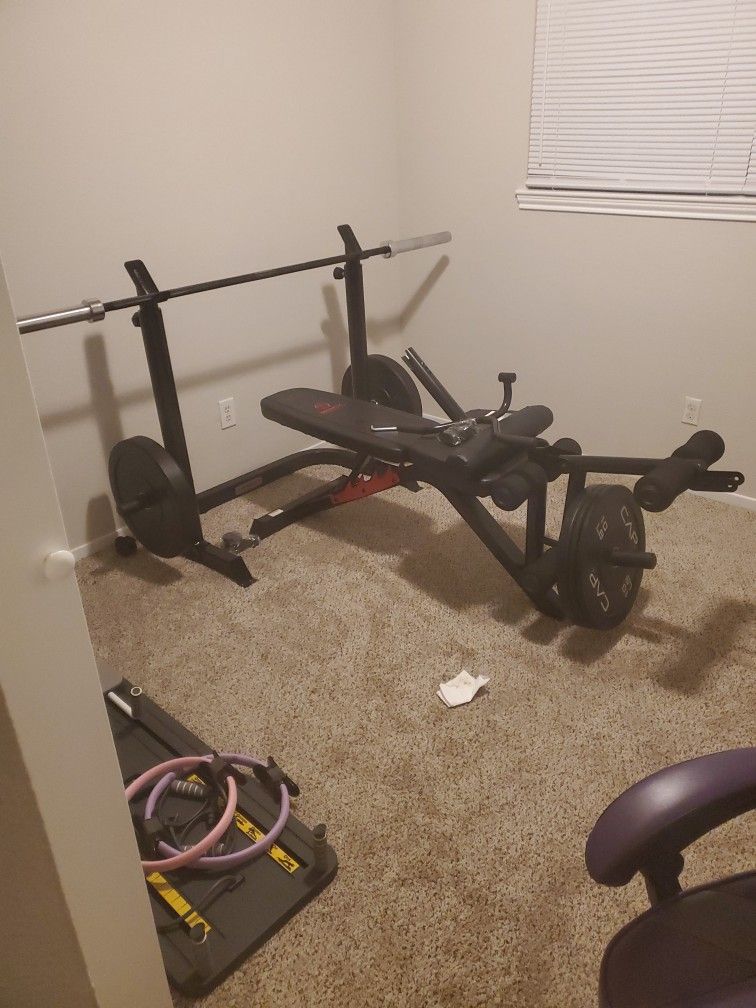 Weight Bench With Olympic Bar And Plates