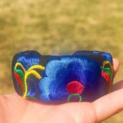 Authentic Traditional Ethnic Silver Hand-Embroidered open bangle