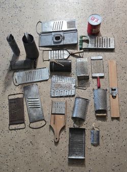 Lot of vintage cheese graters farm house decor