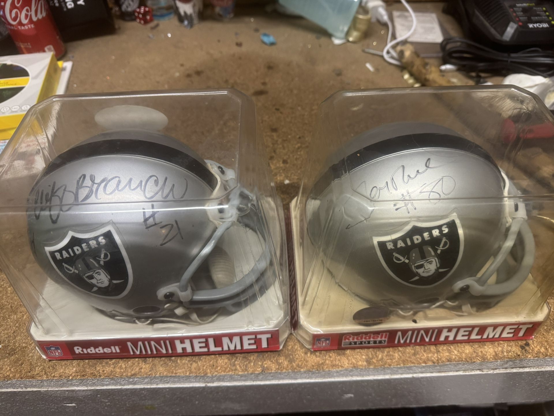 Signed Raiders Mini Helmets - Jerry Rice And Cliff Branch