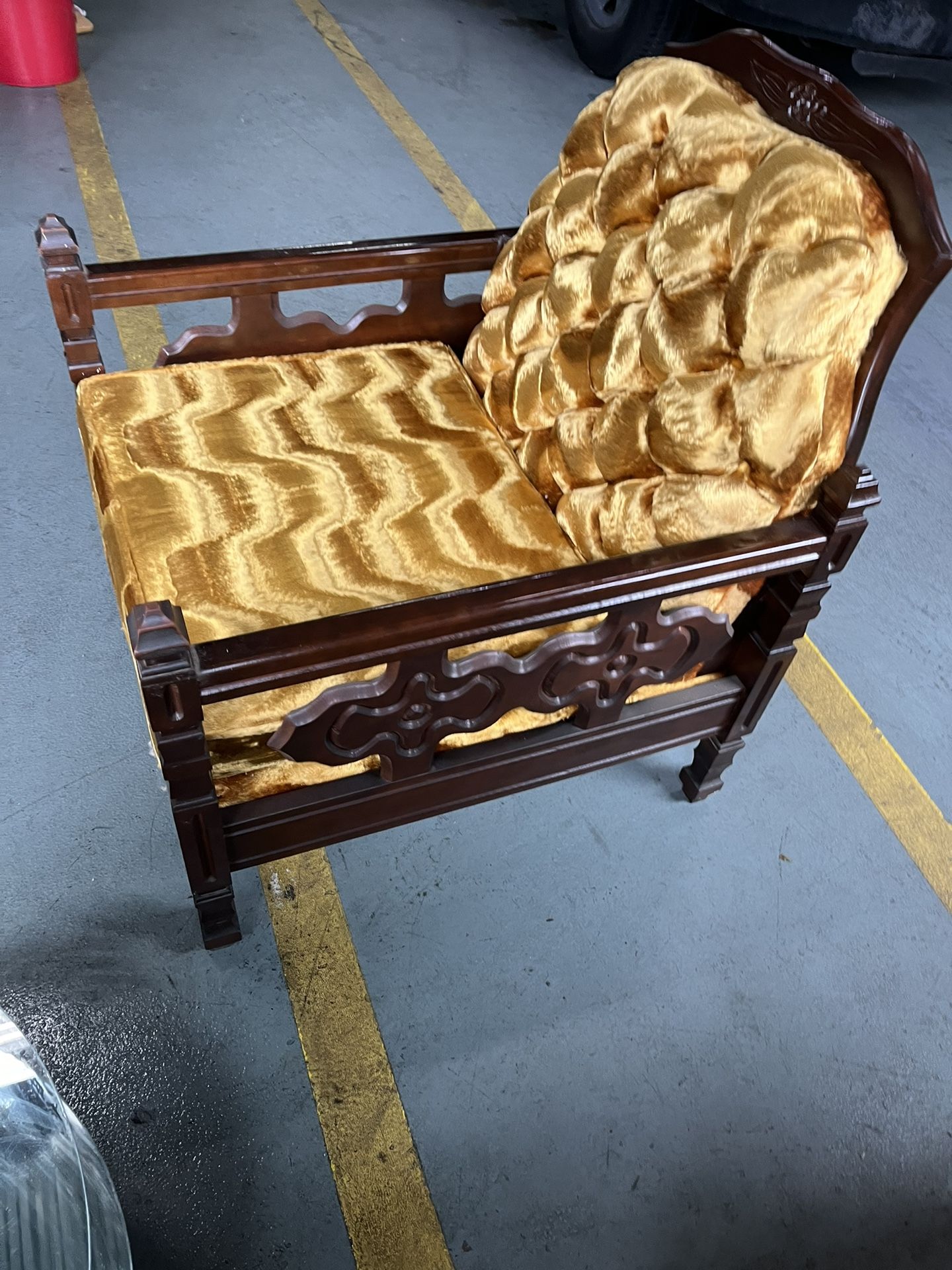 Mid Center Antique Chair with Original Plastic Slip Coverings