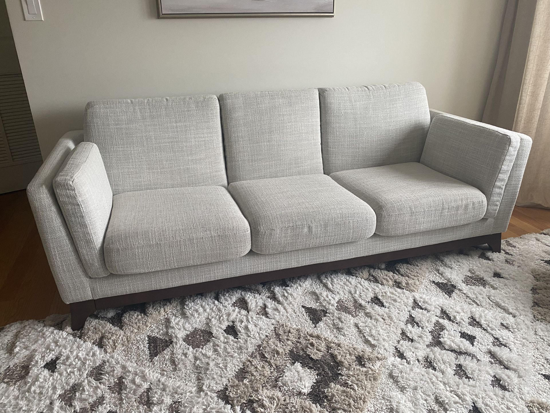 ARTICLE. Mid Century- Modern Sofa, Light Gray Color, 31"H x 83"W x 35"D