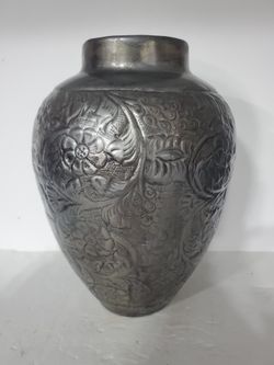 Hand-stamped Large Metal Vase Middle Eastern
