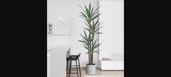 Artificial Agave Plant Tree 7FT Tall - 60 Leaves, 4 Trunks, Black Pot