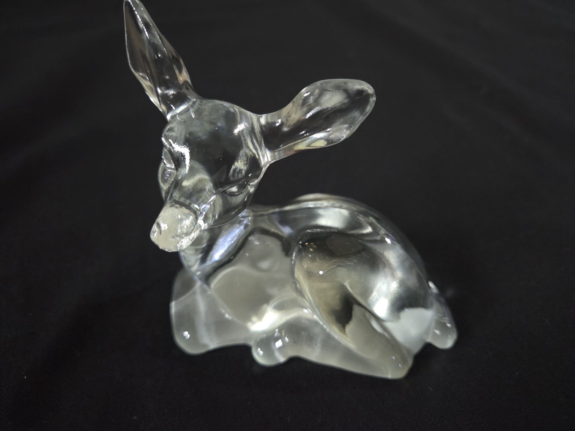Fenton Deer Fawn Clear Art Glass Paperweight Figurine Vtg USA No Box 3.75"x3.5"
