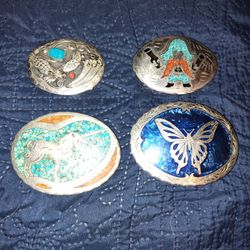 4 -925 Silver and Turquoise Belt Buckles (Heavy)