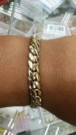 14k Gold cuban link bracelet hand made 58.1 grams 9mm