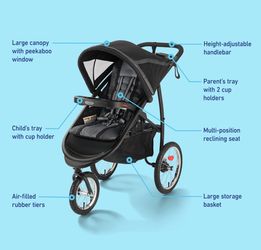 Graco FastAction Jogger LX Stroller - Drive, Convenient One-Hand Fold, ICS Compatible, Ideal for Parents on the Go