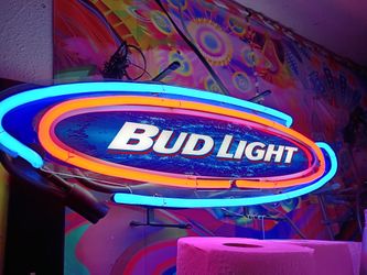 Glass tube neon Bud light sign