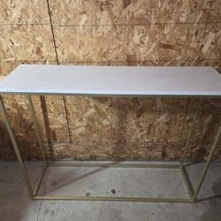 Faux Marble Console Tables with Gold Frame (Set of 2)