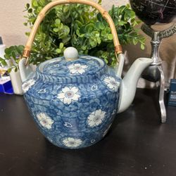 Blue Floral Japanese Teapot