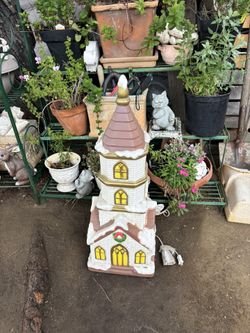 Holiday Time 32” Church Christmas Decoration Plastic Blow Mold LED Light