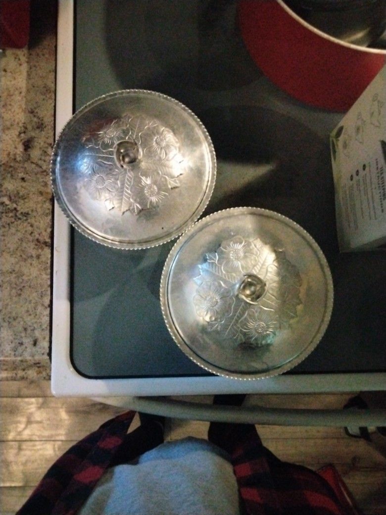 Set Of 2 Continental Silver Co. Aluminum Bowls Wild Rose Brilliantone
