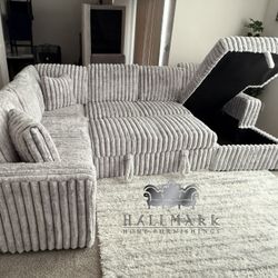 Fluffy Sleeper Sectionals with Storage