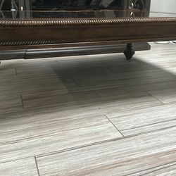 Dark wood with glass coffee tablet