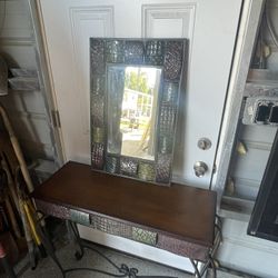 Entryway table with matching mirror. 