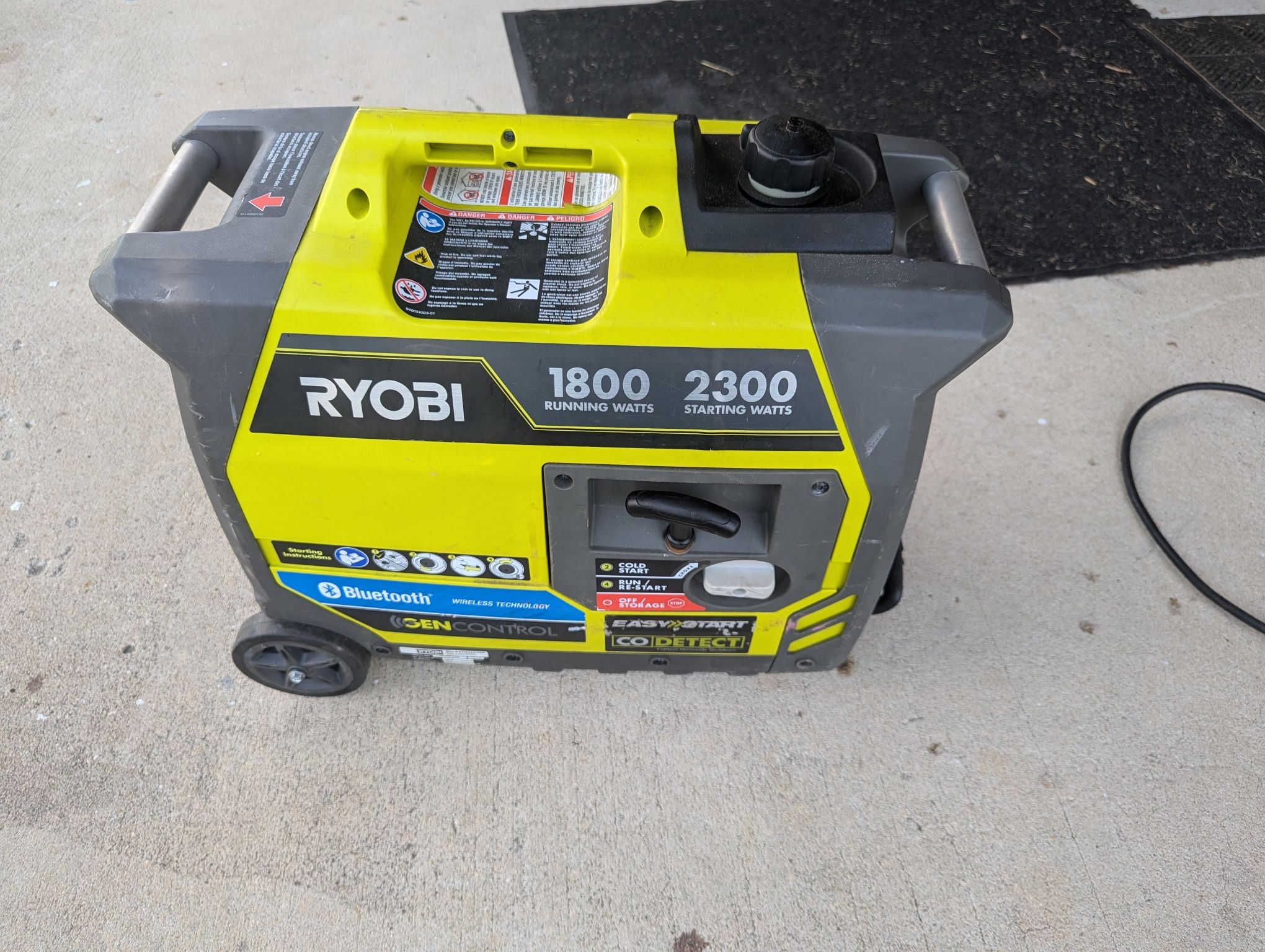 Ryobi 2300 Watt Starting Super Quiet Gas Powered Inverter Generator 1800 Running Bluetooth Digital