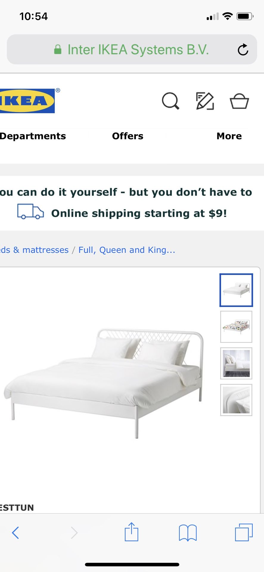 IKEA Nesttun Full/Double White Platform Bed Frame