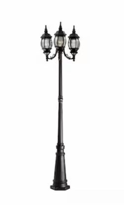 Designers Fountain Riviera 3 Light 84.5 inch Black Outdoor Post Lantern, Post