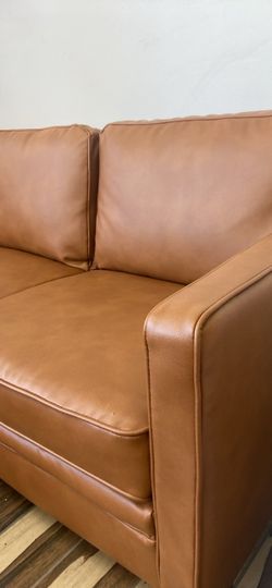 Tan Faux Leather Sofa