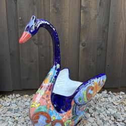 Mexican Talavera swan 🦢 Planter, Pottery, Clay Pot.