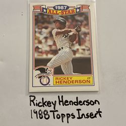 Rickey Henderson New York Yankees Hall of Fame Outfielder 1988 Topps Short Print Insert Card. 