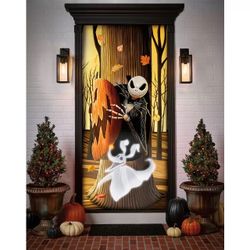 Disney The Nightmare Before Christmas Jack Skellington and Zero Door Cover Material Spandex&Polyester Stretchy Fabric 80”x37” Officially Licensed NEW