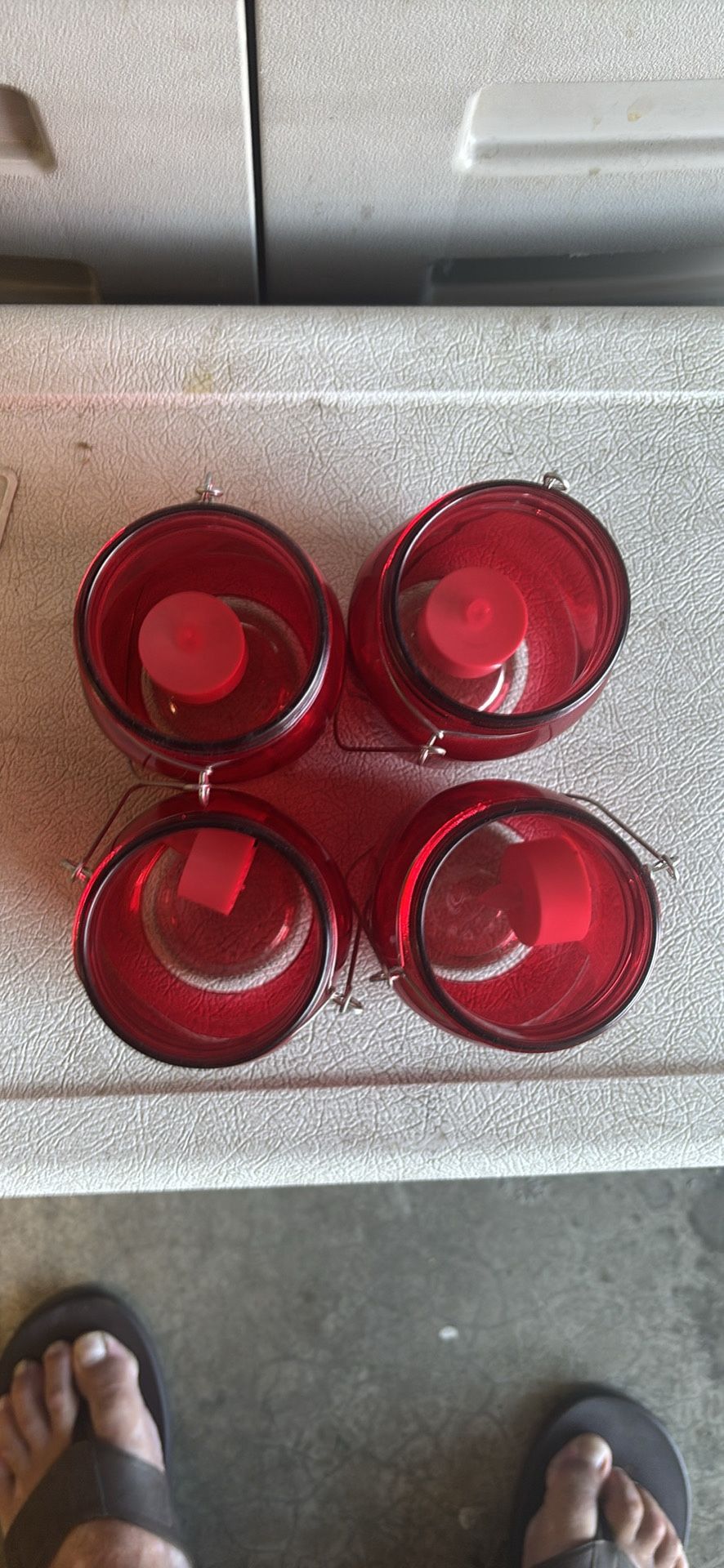 Set Of 4 Hanging Glass Jars