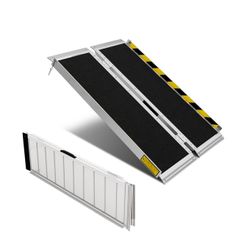 EXFORGE Portable Wheelchair ramp 4FT,Non-Slip Aluminum Threshold ramps for Home Steps,Folding Handicap Ramp,ramps for Home,doorways,Stairs,Weight Capa