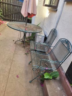 7 Piece Vintage Woodard Wroght Iron Rocking Chairs Tables Pie Cooling Wrack