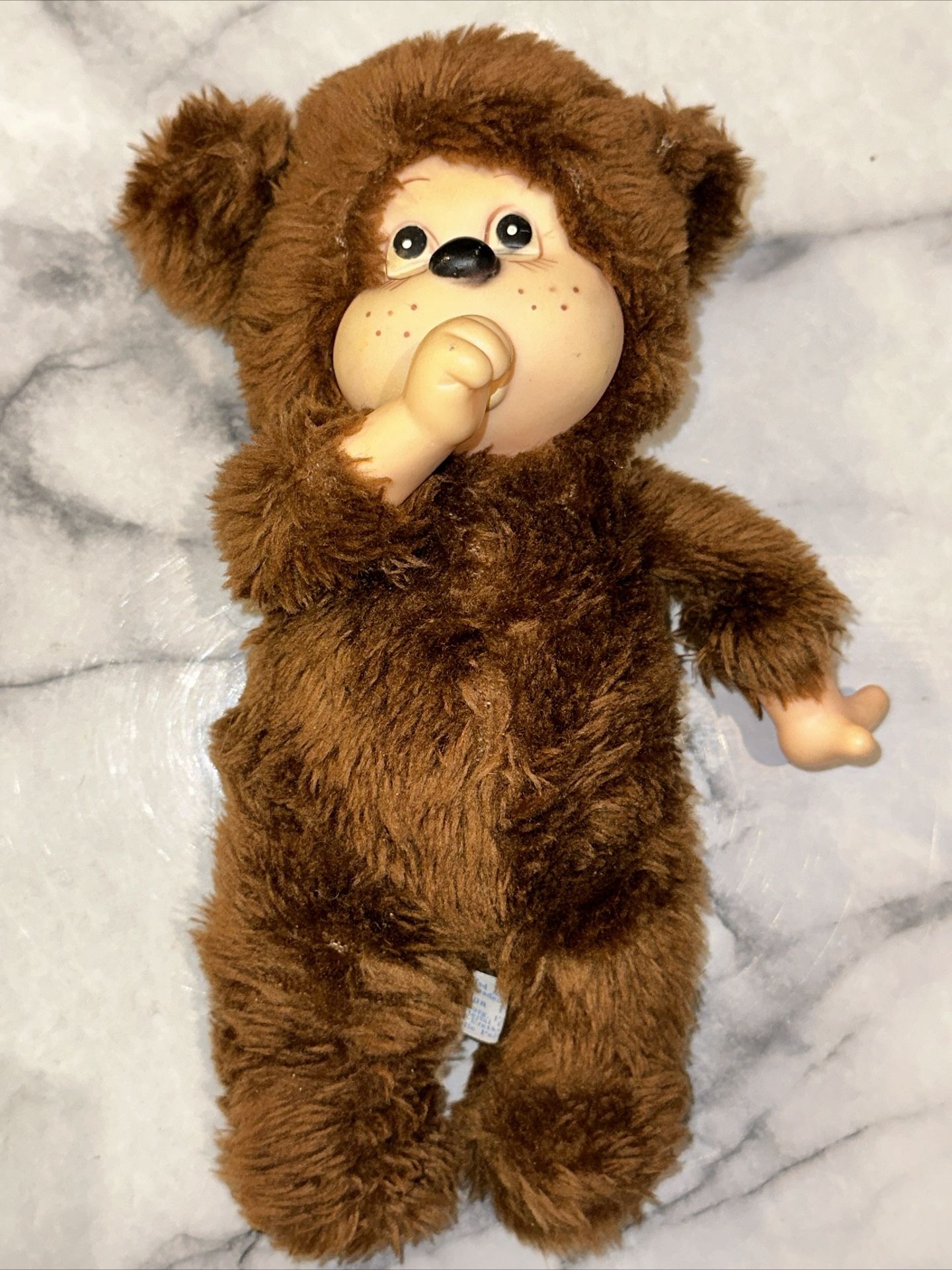Vintage Thumb Sucking Monkey Teddy Bear Plush Toy '70s Retro 11" Avlon Monchichi
