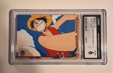 **2000 One Piece Japanese Amada Trading Stickers Monkey D. Luffy #OP04 CGC 6 EX-MT**
