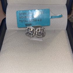  925 Solid Sterling Silver Moissanite Earrings 