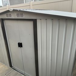 (New in box need assemble) 6’ L x 8’ W x 6.3’ H Metal Shed Galvanized steel Storage Shed Outdoor Garden Backyard 6x8 Storage 