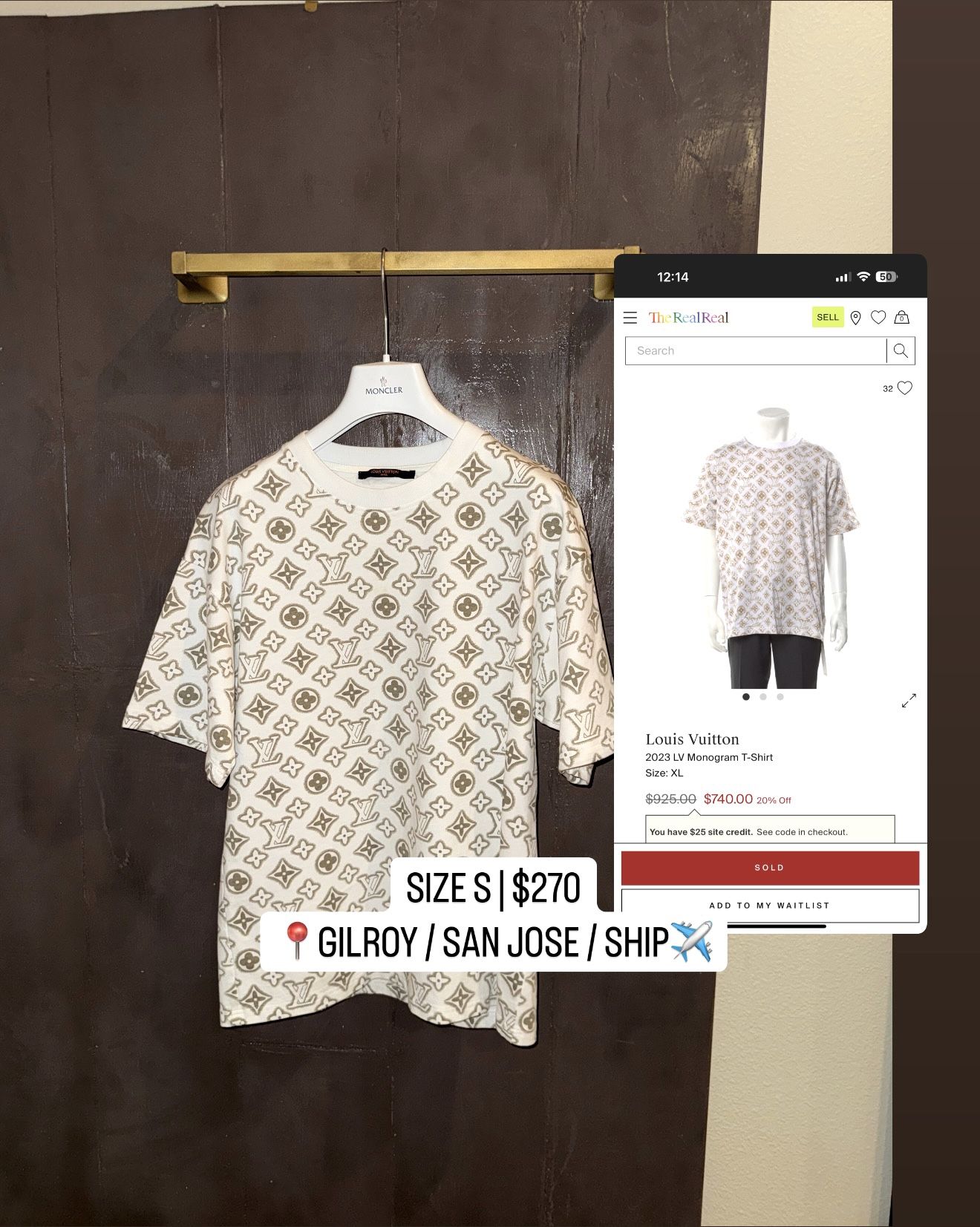 $270 | Size S | Louis Vuitton Monogram Tee