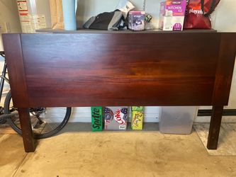 Dark Wood Bed Headboard w/ wooden frame