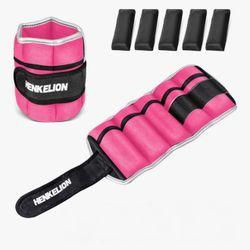 Ankle Weights, Adjustable Ankle Weights, Up To 3lbs Each Leg, Pink, HENKLION