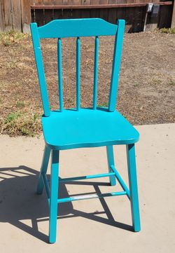Turquoise Painted Wood Chair