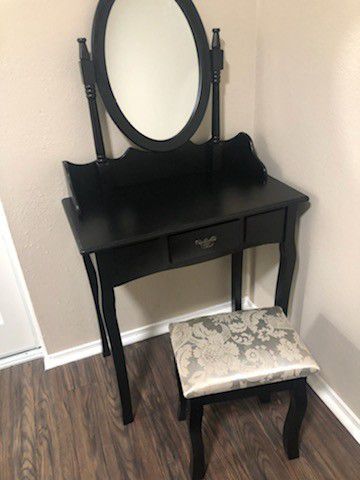Vanity mirror and desk drawer