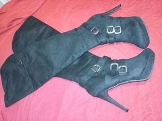 Black high heel boots