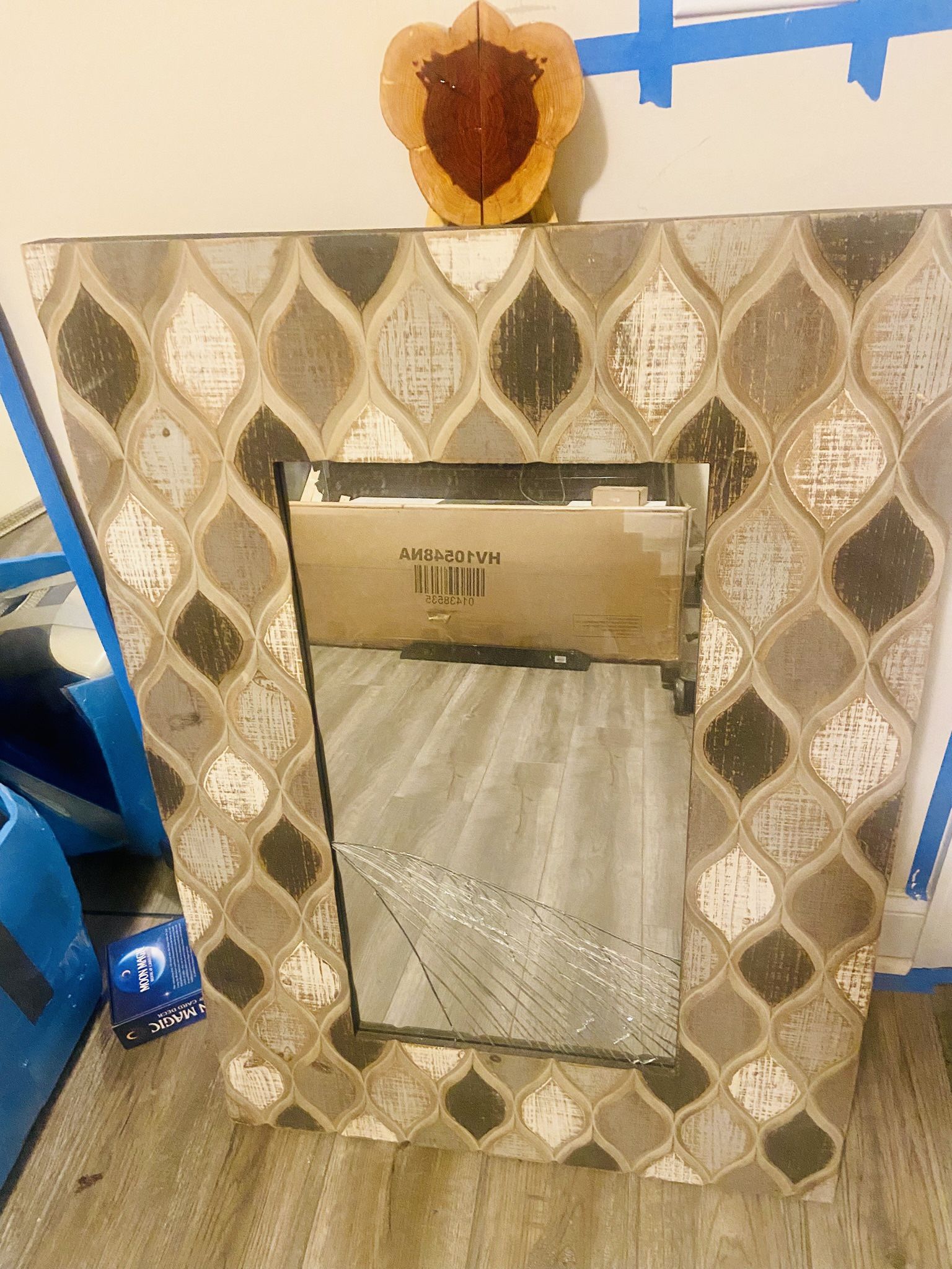 Wood Frame Mirror W/Distressed Look