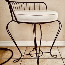Vintage 1960’s Brass & Faux Leather Vanity Seat/Stool In Gorgeous Condition!  No flaws on the original seat, no flaws on the original brass