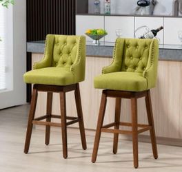 NEW TWO (2) Olive Green Modern Bar Swivel Counter Height Chairs