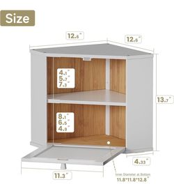 Bread Box for Kitchen Corner Countertop,Large Bread Basket (White, Large)